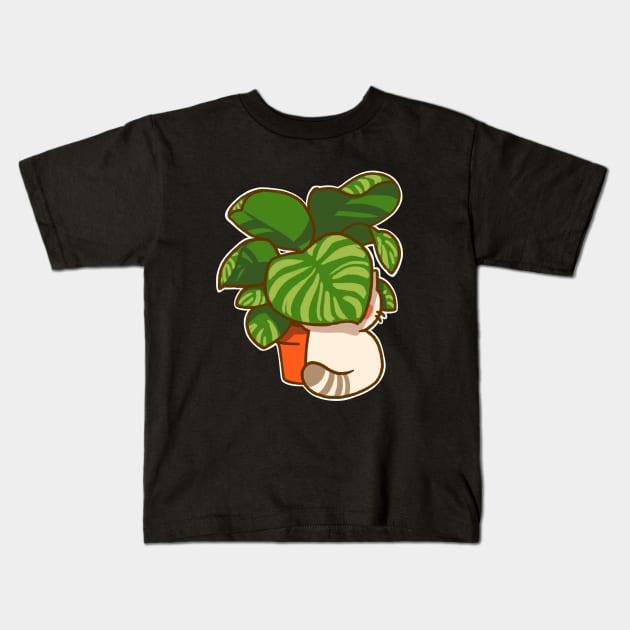 Cat Hiding in Plant Kids T-Shirt by vooolatility